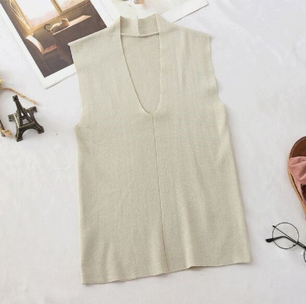 Camiseta sin mangas de mujer B403 beige