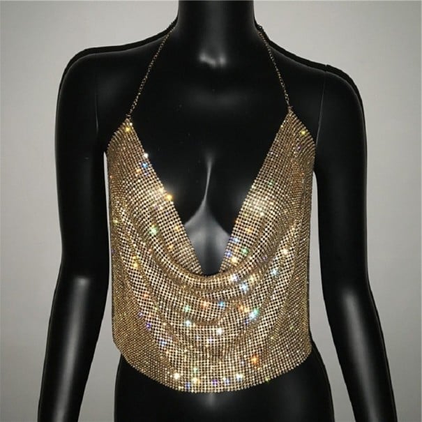 Top de mujer con purpurina dorado