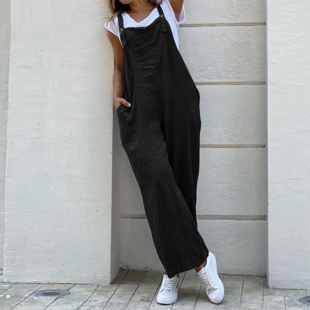 Lös jumpsuit för kvinnor med remmar svart XL