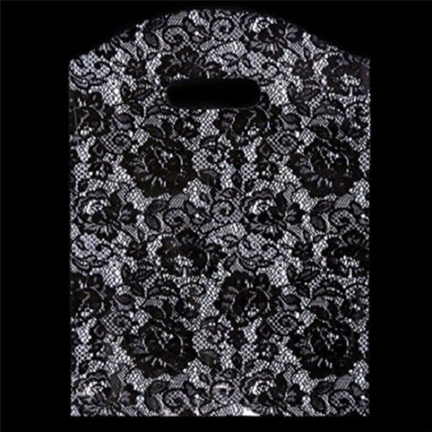 Bolsa de regalo con estampado de encaje 5 uds. negro L
