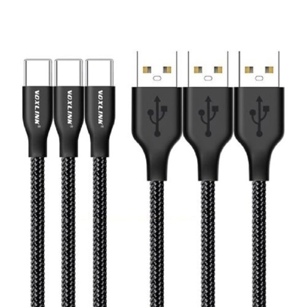 USB / USB-C datakabel 3 st svart 1 m