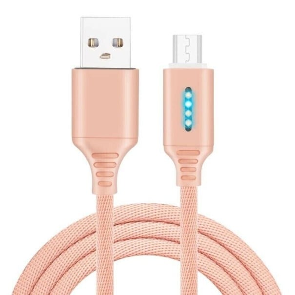 USB till Micro USB / USB-C datakabel K625 rosa 1