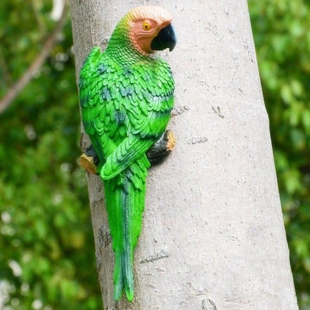 Dekorative Papageienskulptur grün 1