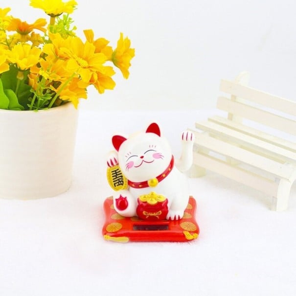 Figurine décorative chat porte-bonheur blanc