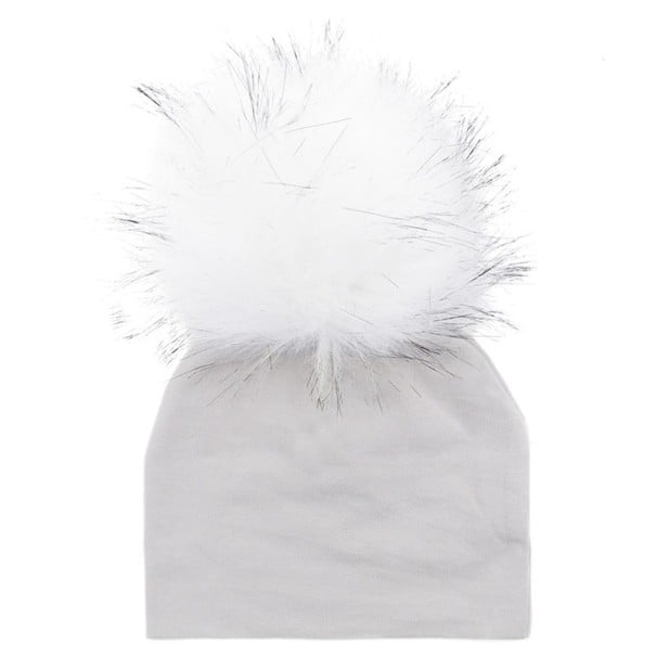 Kinder Wintermütze mit Bommel J3026 weiß S