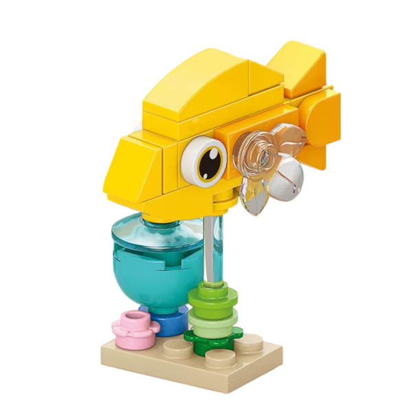 3D Baukasten gelbe Korallenfisch 2,4 x 4,5 x 5,2 cm Mini Blöcke Set 36 Stück Mikro Ziegel Kreatives Konstruktionsspielzeug für Kinder ab 6 Jahren 1