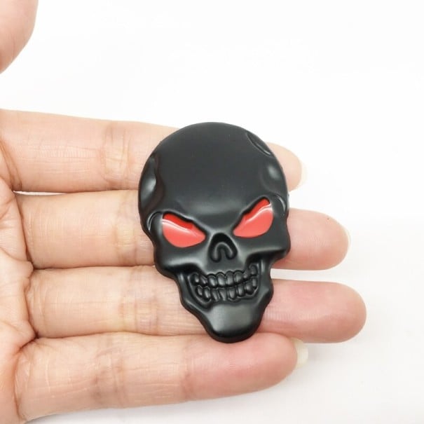 3D Car Sticker Skull Metal Plastic Emblem with a Scowling Expression and Bared Teeth Rugged Decoration for the Bodywork Size 4.9 x 3.2 cm 2