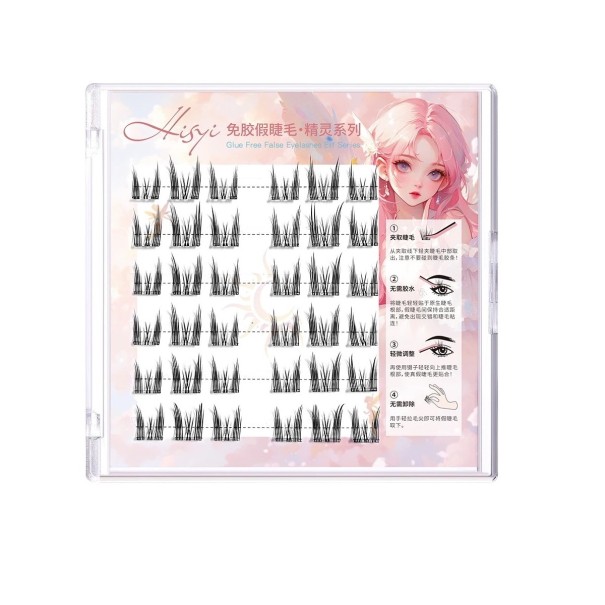 3D Cat Adhesive Cluster Lashes 7–12 mm 36 pcs Double Thick Clusters in 6 Rows Waterproof Long-Lasting False Lashes with Tweezers 1
