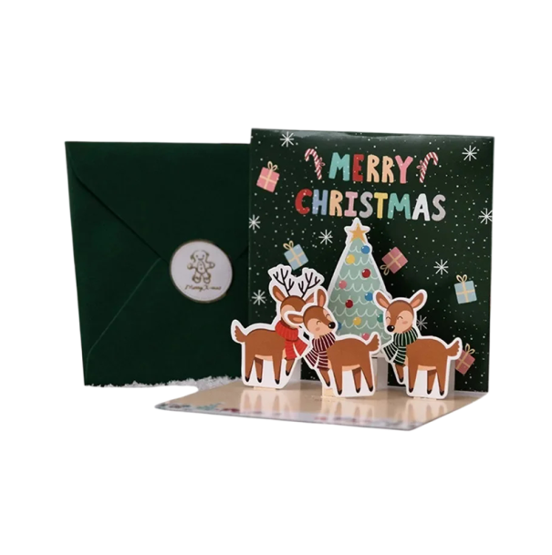 3D Christmas and New Year Paper Card Foldable 3D Greeting Card with Various Designs Elegant Handmade Decorative Festive Card 1
