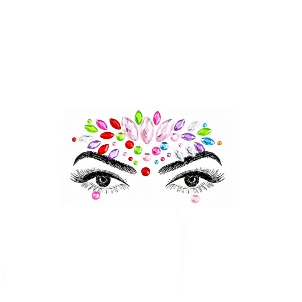 3D Colourful Self-Adhesive Crystals and Gems for Face Festival Decoration for Forehead, Around Eyes and Under Eyes 1
