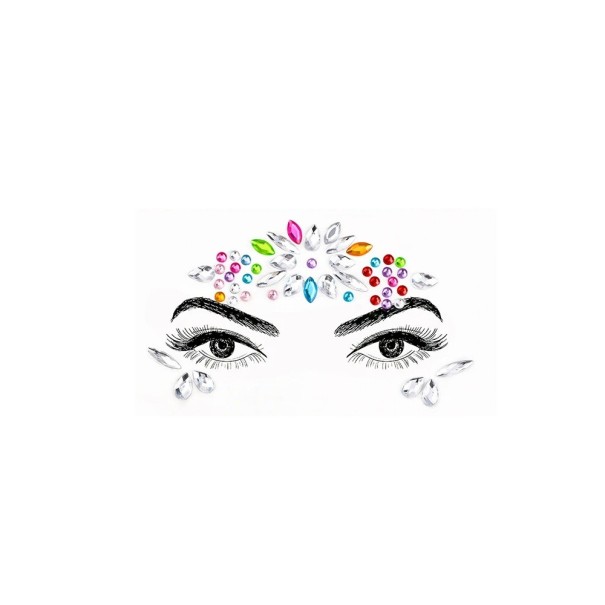 3D Colourful Self-Adhesive Gems for Face Festival Decorations for Make-Up with Crystals and Gemstones Above the Eyes on the Forehead and Below the Eyes 1