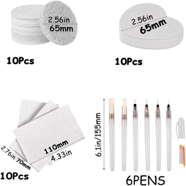 3D Drawing Magic Canvas Sponge 30 pcs + 6 Water Brushes approx. 6.5 cm and 11 × 7 cm Foam Paper for Painting DIY Crafting 1