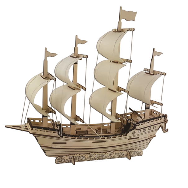 3D dřevěné puzzle loď 39,5 × 10,8 × 34,3 cm 78 dílků Laserem řezaný model Ruční montáž s 3D návodem Realistická dekorace a dárek pro modeláře 1