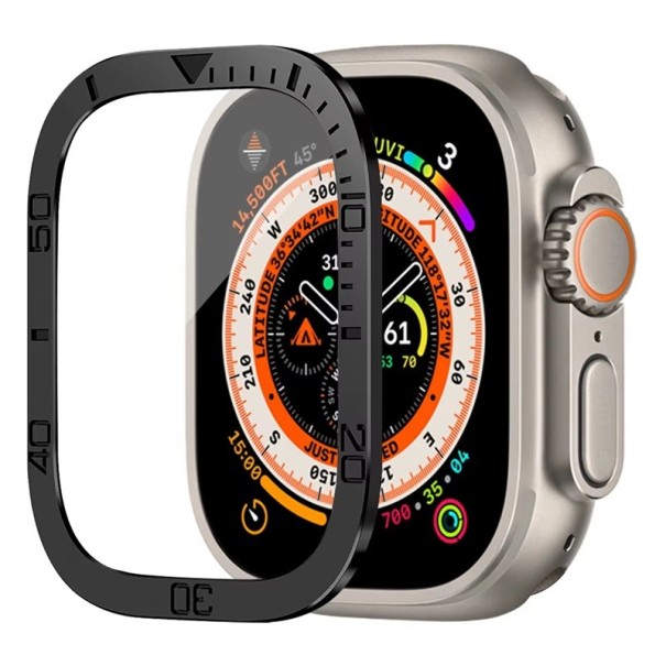 3D gebogenes gehärtetes Glas für Apple Watch Ultra 3 2 49 mm Schutzglas für das Display HD Vollabdeckung Stoßfänger Kratzschutz schwarz