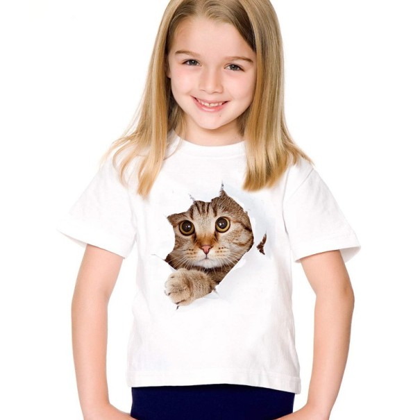 3D katt-t-shirt för flickor J605