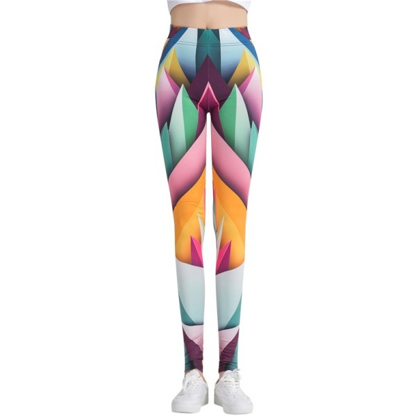 3D-Leggings für Damen mit bunten Blättern 1