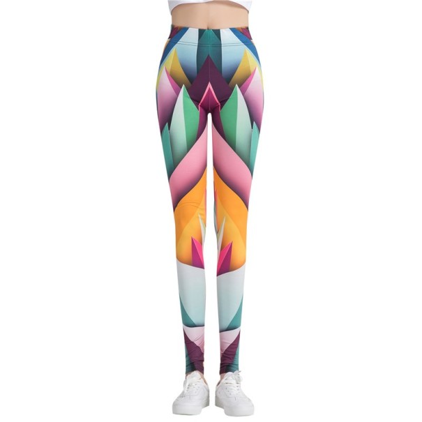 3D-leggings til kvinder med farverige blade 1