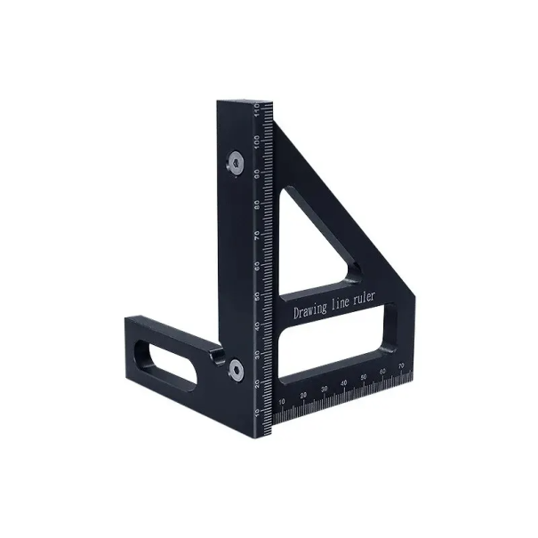 3D-målelineal til flere vinkler 7,9 x 8,5 x 11,2 cm trævinkel 45° og 90° layout præcis markering hjørneskabelon tømrerværktøj sort