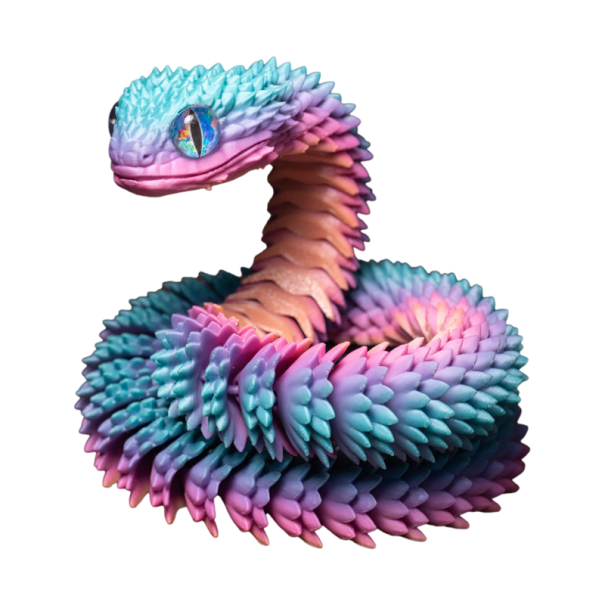 3D Printed Flexible Snake 40 cm Movable Figurine Decoration Flexible Toy Realistic Design Collectible Decorative Item pink