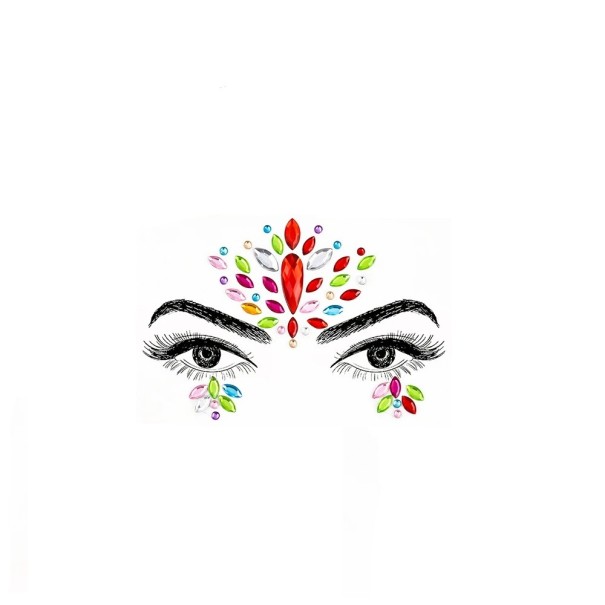 3D samolepicí krystaly a barevné kamínky na obličej Festivalová dekorace pro líčení na čelo kolem očí a pod oči třpytivý make-up 1