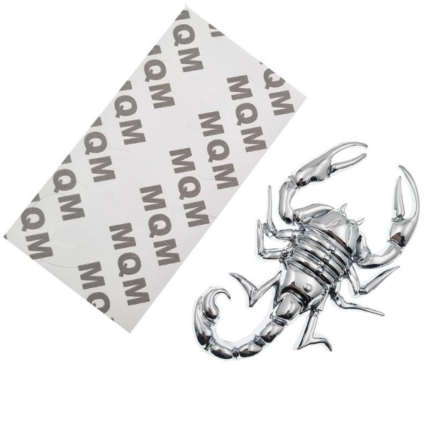 3D scorpion bil klistermærke sølv