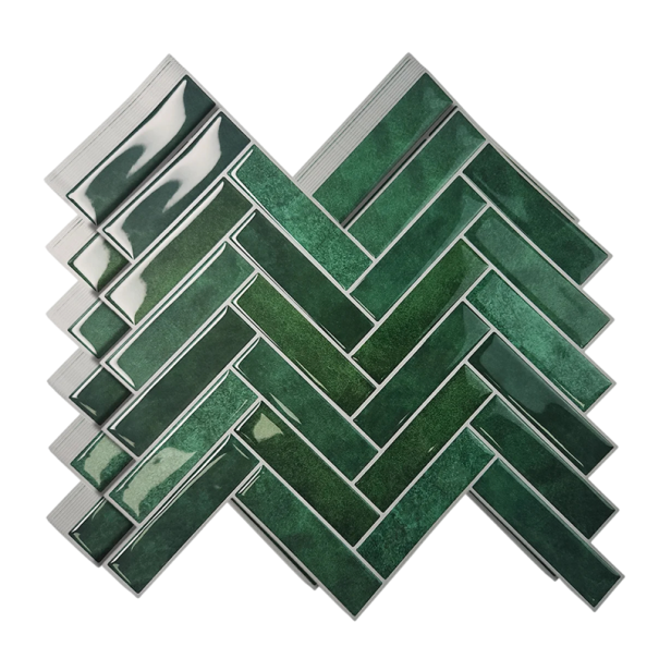 3D selbstklebende Wandfliesen mit Fischgrätenmuster 10 Stück 30 x 30 cm Wasserfester grüner Belag für die Küchenzeile und das Badezimmer
