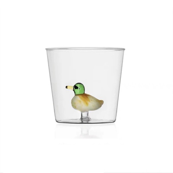 3D szklana szklanka 200 ml 8,5 x 8 cm z motywem kaczki Oryginalna dekoracyjna szklanka do napojów do codziennego użytku 1