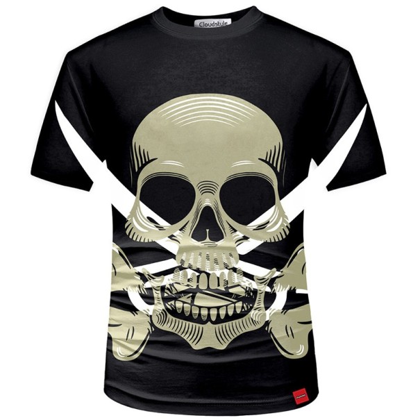 3D-T-Shirt für Herren – Totenkopf mit Schwertern S