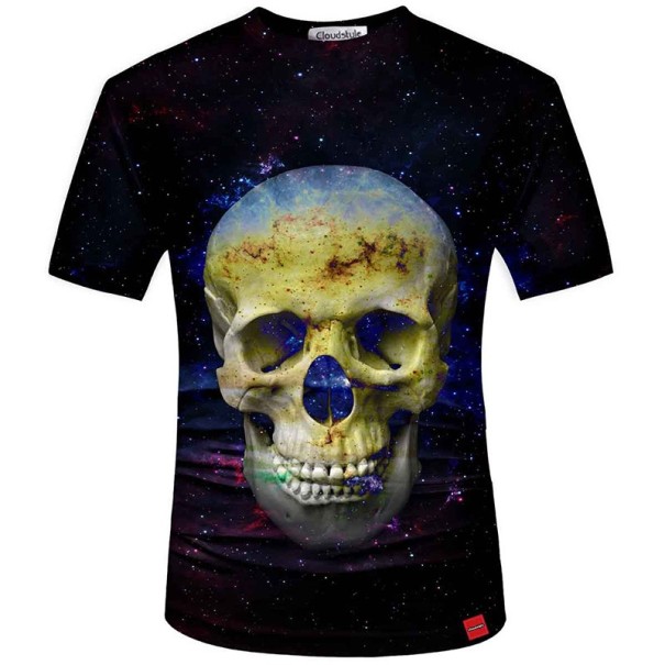 3D-T-Shirt für Herren – Weltraum-Totenkopf L