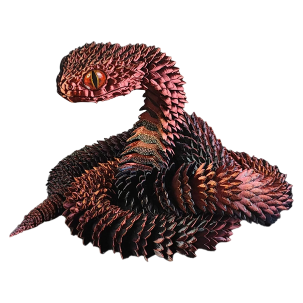 3D tištěný ohebný had 40 cm Pohyblivá figurka dekorace Flexibilní hračka Realistický design Sběratelský dekorativní item červená