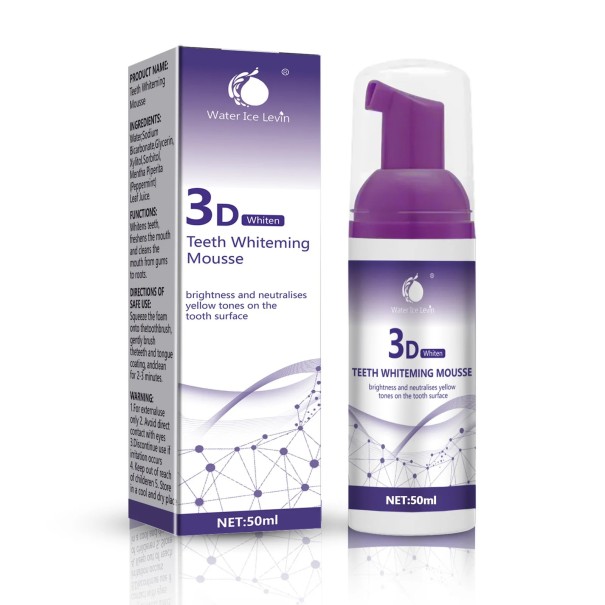 3D White Fogfehérítő Foghab 50 ml Fogfehérítő és Szájhigiéniai Hab Pumpás Adagoló Lila-Fehér Csomagolás 1