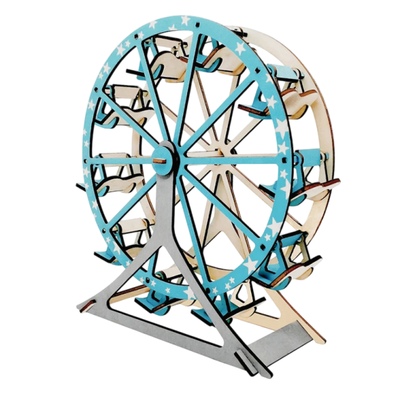 3D Wooden Puzzle Ferris Wheel 22 x 8 x 22.5 cm 62 Pieces Laser-Cut Wooden Model with Printed 3D Instructions Mechanical Decoration 1