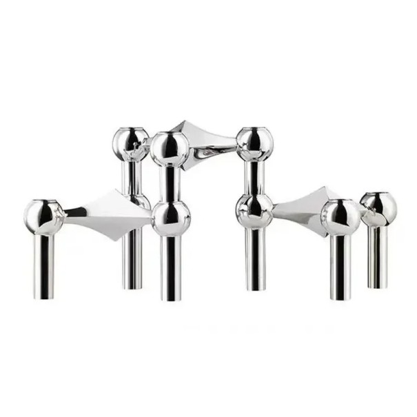 3er-Set Kerzenhalter aus Metall, 10 × 6 × 1,2 cm, Molekülstruktur, nordischer Kerzenhalter, moderne Dekoration, Heimdekoration, Geschenk, Wohnzimmer silbern