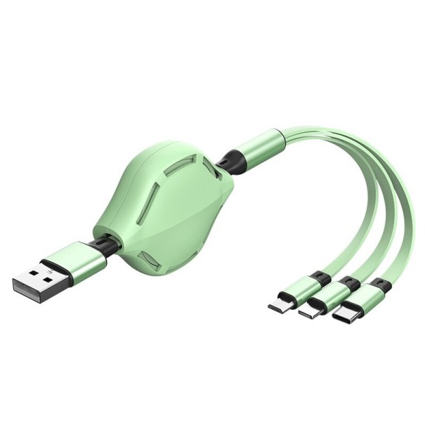3in1 USB behúzható kábel zöld