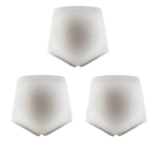 3ks/set těhotenské kalhotky pro ženy Pohodlné bezešvé spodní prádlo s vysokým pasem Elastické bavlněné kalhotky pro těhotné světle šedá M