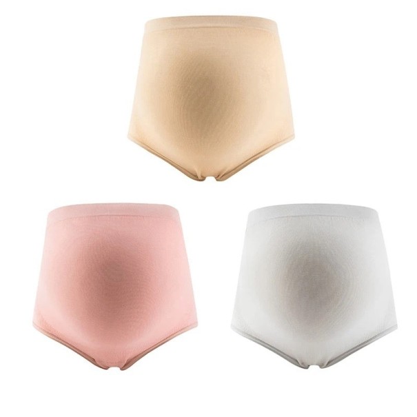 3ks/set těhotenské kalhotky pro ženy Pohodlné bezešvé spodní prádlo s vysokým pasem Elastické bavlněné kalhotky pro těhotné v různých barvách Mix L