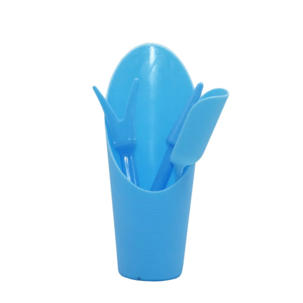 4 buc set de unelte mini de grădină pentru suculente lopată găleată furcă stick mici instrumente de transplantare ghivece de flori și cactuși albastru