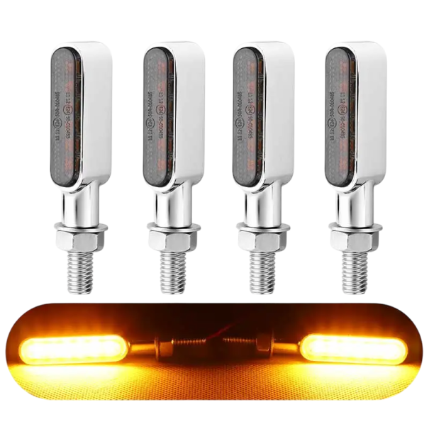 4 intermitentes LED para motocicleta, 6 diodos, 12 V CC, universales, con rosca de 8 mm, delanteros y traseros. blanco