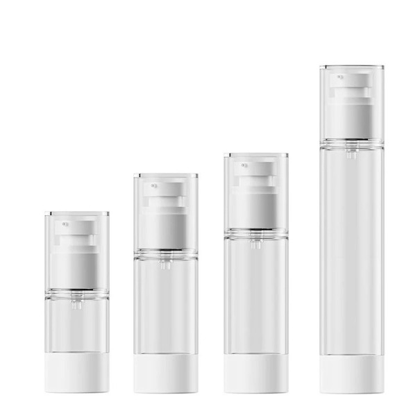 4 ks plnitelná nádobka na krémy a séra s pumpičkou 15 ml 30 ml 50 ml 100 ml plastové lahvičky transparentní na cesty 1