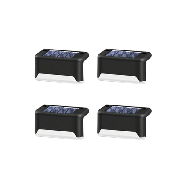 4 luces solares para escaleras, 7,5 x 5 x 3,5 cm, ABS, color blanco cálido, impermeables, para exteriores, para jardín, escaleras, terrazas negro