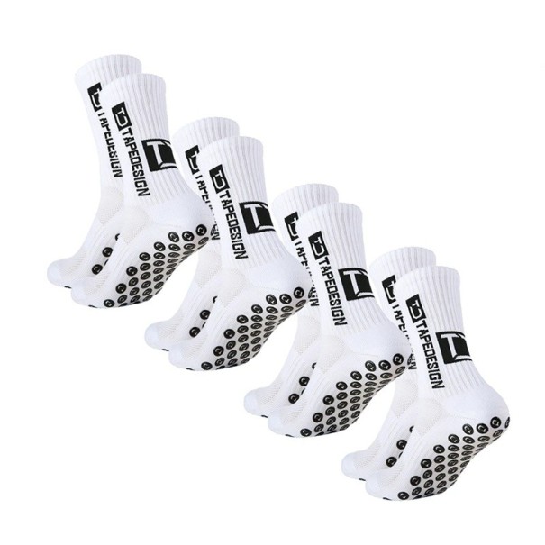 4 paires de chaussettes de football unisexes jusqu'aux genoux EUR 39-45 antidérapantes sportives et respirantes pour l'entraînement et les compétitions blanc