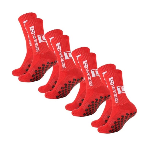 4 paires de chaussettes de football unisexes jusqu'aux genoux EUR 39-45 antidérapantes sportives et respirantes pour l'entraînement et les compétitions rouge