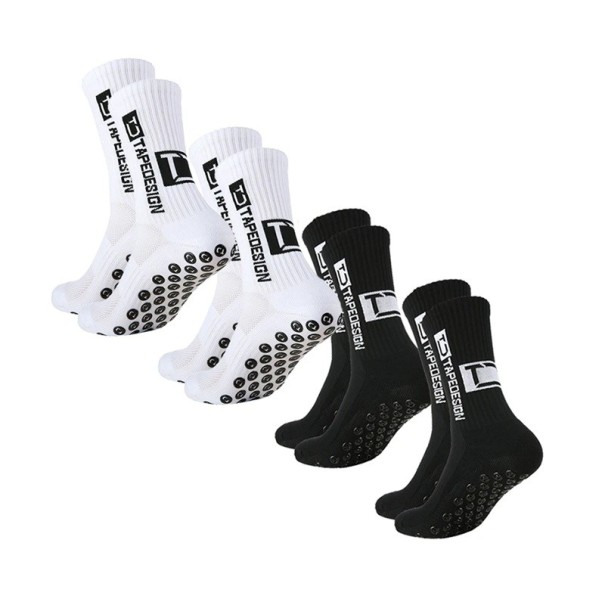 4 pares (2 pares negros y 2 pares blancos) calcetines de fútbol unisex hasta la rodilla, tallas 39-45 EUR, calcetines deportivos antideslizantes 1