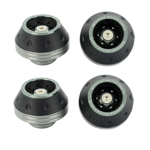4 pcs Conjunto Universal de Protetores de Queda para a Forquilha da Frente Proteção da Roda e Eixo de Motocicleta Alumínio Liga Protetores Coloridos cinzento