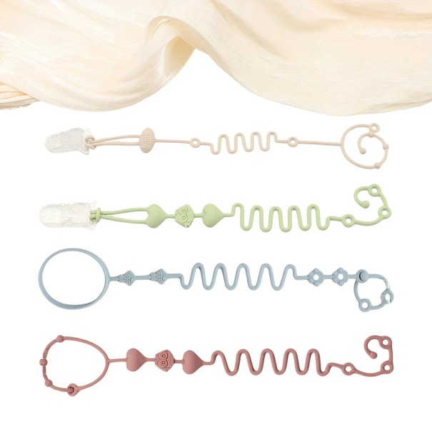 4 pcs corrente de silicone para chupetas e brinquedos Várias tamanhos e cores Para pendurar no carrinho e no berço Fixação segura de garrafas e outros 1