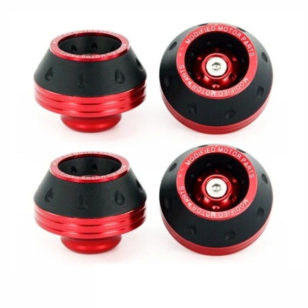 4 pcs Kit universel de patins de protection pour fourche avant Protection de la roue et de l'essieu de la moto Alliage d'aluminium Protecteurs de chute colorés rouge