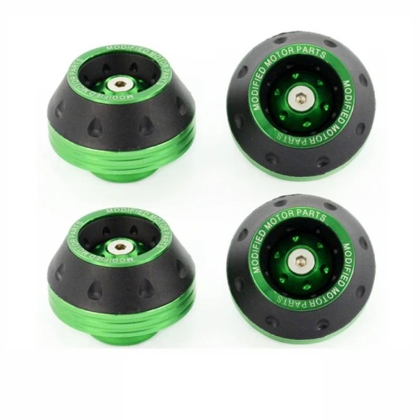 4 pcs Kit universel de patins de protection pour fourche avant Protection de la roue et de l'essieu de la moto Alliage d'aluminium Protecteurs de chute colorés vert