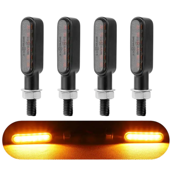4 pcs LED piscas para motocicleta 6 diodos DC 12V Set de piscas universais com rosca de 8mm Luzes de direção para motocicleta Frente Traseira preto