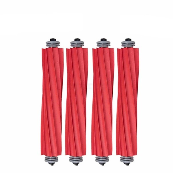 4 pcs Main Rubber Brush for Robotic Vacuum Cleaner Replacement Cleaning Roller Red Colour Silicone Brush for Effective Dirt Collection 1