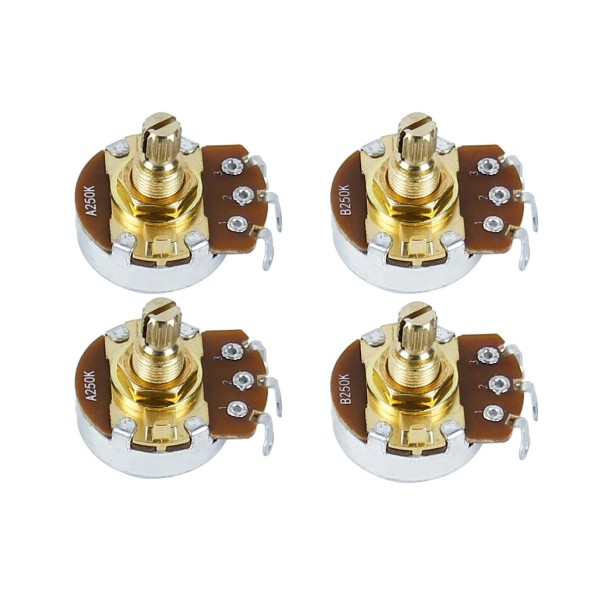4 pcs potenciómetros A250K y B250K con eje corto para guitarra eléctrica Set de controles para tono y volumen Ajuste preciso del sonido 1